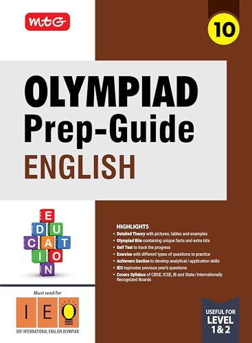MTG Olympiad PrepGuide Class 10 English (IEO)  Detailed Theory, IEO Topicwise Previous Years Questions with Self Test For SOF 