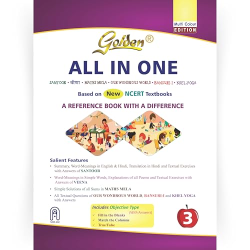 Golden All In One for Class  3 ( Santoor, Veena,Maths Mela,Our Wondrous World,BansuriI & Khel Yoga)  Class  3 (All in One)
