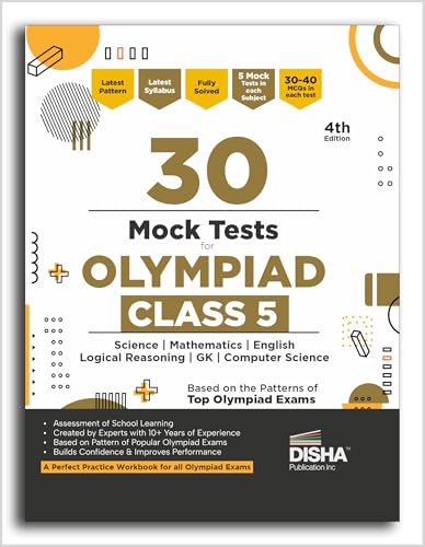 Disha 30 Mock Test Series for Olympiads Class 5 Science, Mathematics, English, Logical Reasoning, GK & Cyber 2nd Edition