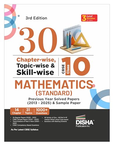 Disha 30 ChapterWise, TopicWise & SkillWise Cbse Class 10 Mathematics (Standard) Previous Year Solved Papers (2013  2025) & 