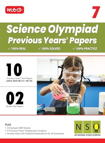 MTG Class7 NSO Olympiad 10 Previous Years Papers Science (20242020 Set A & B)  Model Test Papers with 24 Sample OMR Sheets & 
