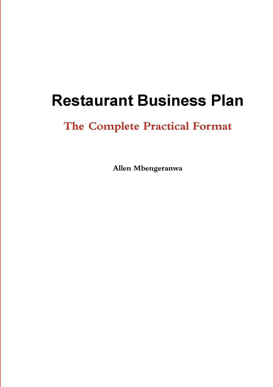 Restaurant Business Plan  The Complete Practical Format