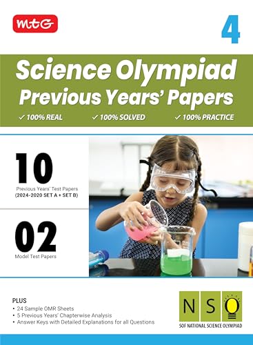 MTG Class4 NSO Olympiad 10 Previous Years Papers Science (20242020 Set A & B)  Model Test Papers with 24 Sample OMR Sheets & 