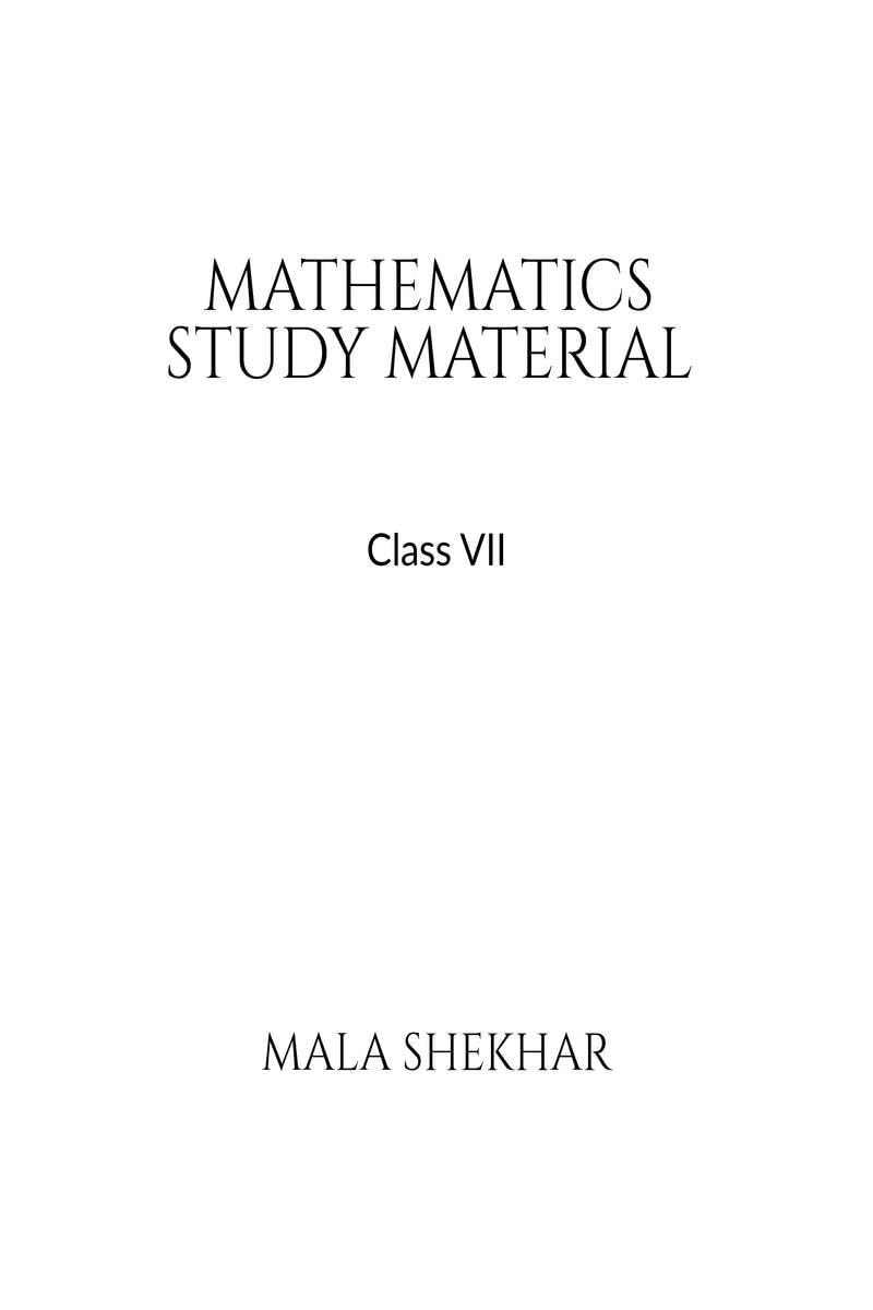 Mathematics Study Material for Class 7