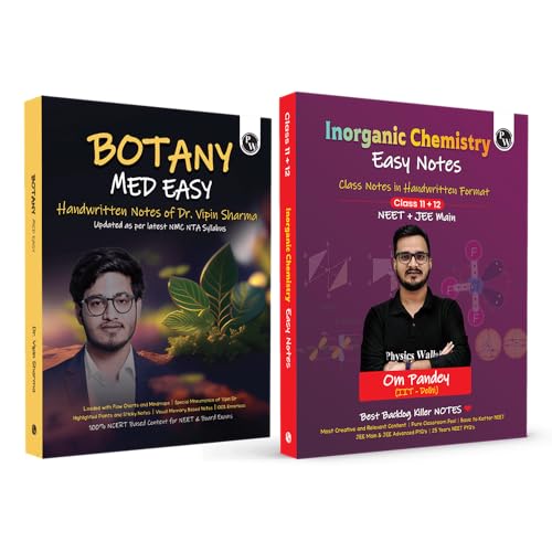 PW Botany Med Easy Dr. Vipin Sharma and Easy Handwritten Notes Inorganic Chemistry By Om Pandey Combo Set of 2 Books For NEET an