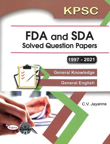 KPSC FDA & SDA SOLVED QUESTION PAPERS FOR 19972021 GENERAL KNOWLEDGE & GENERAL ENGLISH