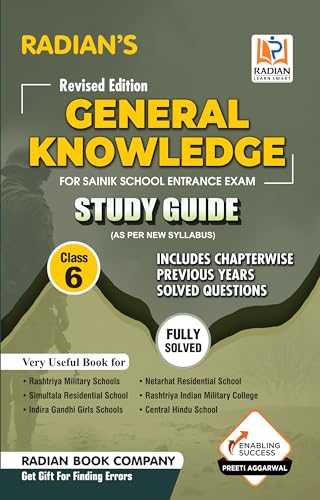 General Knowledge GK Study Guide Book for Sainik School (AISSEE), RMS and other Entrance Exam Class 6 in English 2024 (Revised E