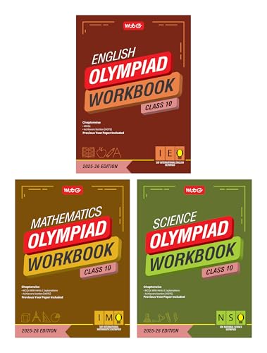 MTG Class10 NSOIMOIEO (Science, Mathematics & English) Olympiad Workbook Combo (Set of 3 Books) | MCQs, & Achievers Section 
