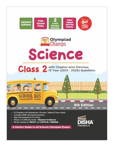 Disha Olympiad Champs Science Class 2 With ChapterWise Previous 13 Year (2013  2025) Questions 6Th Edition | Complete Prep Gui
