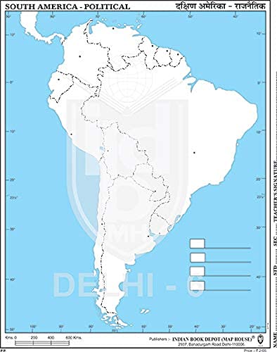Small Size Outline Practice Map Of South America Political (100 Maps) Indian Book Depot
