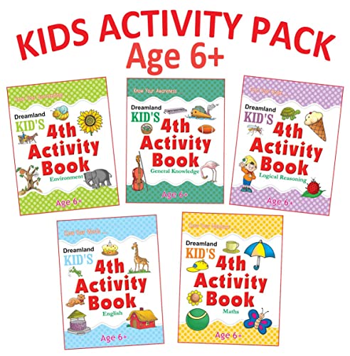 Kids 4th Activity Book Set of 5 for Age 6+ | English, Maths, Environment, General Knowledge & Logical Reasoning | 64 Pages Each 