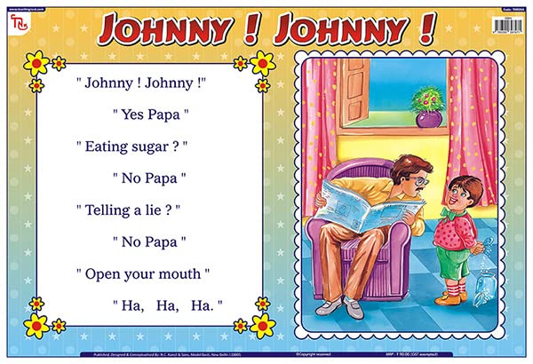 Tnr04A | Teachingnest Johnny! Johnny! Chart | Nursery Rhymes | Laminated 48X33 Cm (19X13 Inch) | Wall Sticking [Wall Chart] Teac