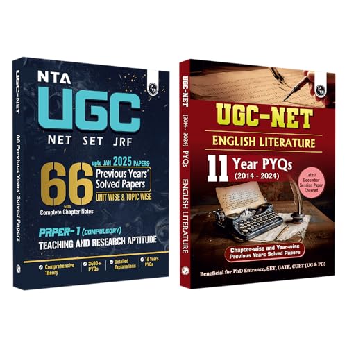 PW NTA 66 UGC NET Paper 1 (Teaching & Research Aptitude) 16 Years PYQs with Complete Chapter Notes + English Literature (Paper 2