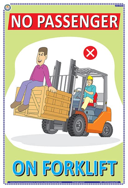 Sop06E | Teachingnest | No Passenger On Forklift | English | 33X48 Cm | Operational Handling Safety Poster | Industrial Safety P
