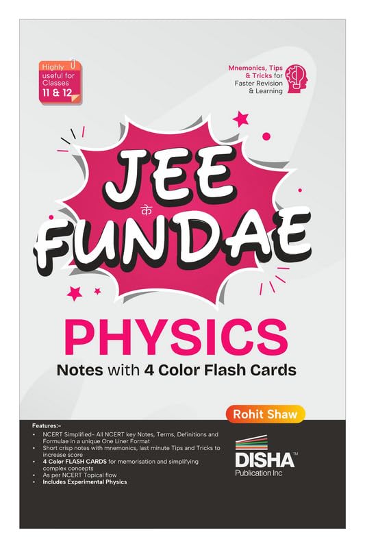 Disha JEE ke Fundae Physics with 4 Color Flash Cards | Complete NCERT in One Liner Format | JEE Main/ Advanced, BITSAT, VITEEE, 
