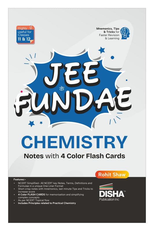 Disha JEE ke Fundae Chemistry with 4 Color Flash Cards | Complete NCERT in One Liner Format | JEE Main/ Advanced, BITSAT, VITEEE