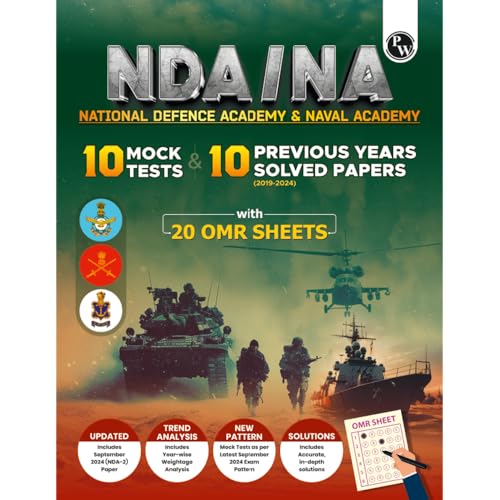 (Old Edition) PW UPSC NDA/NA National Defence Academy Naval Academy 10 Previous Year Solved Papers 20192024 & 10 Mock Tests wit