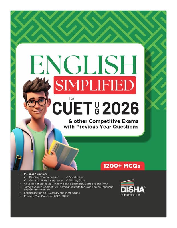 Disha English Simplified For Cuet (Ug) 2026 & Other Competitive Exams With Previous Year Questions
