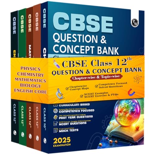PW CBSE Question and Concept Bank (QCB) Class 12 Mathematics, Physics, Chemistry, Biology, English Core, Combo Set of 5 Books Fo