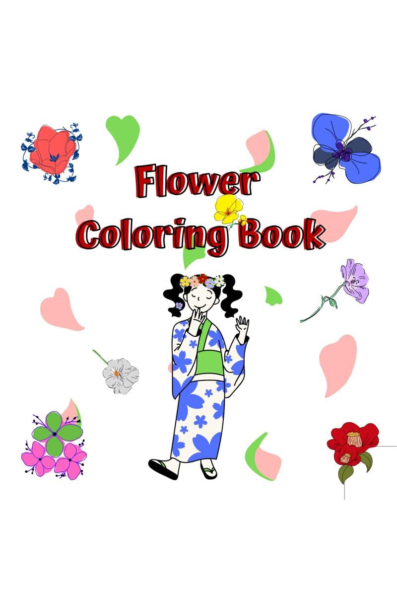 Flower coloring book : Easy and relaxing coloring pages, ideal for stress relief and relaxation