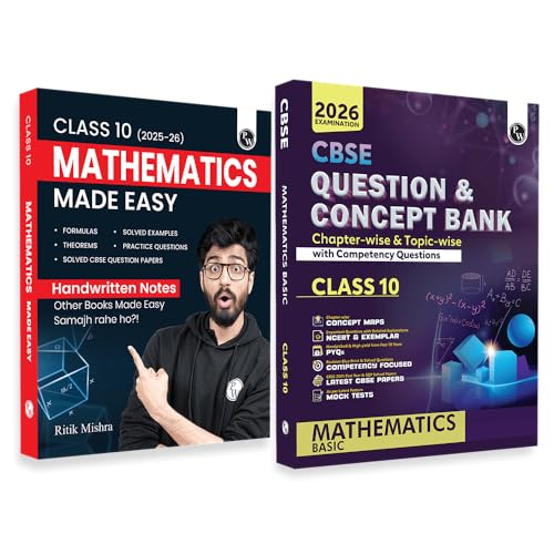 PW CBSE Class 10 Mathematics Made Easy Handwritten Notes with Question & Concept Bank (QCB) Maths (Basic) By Ritik Mishra Combo 