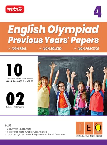 MTG Class4 IEO Olympiad 10 Previous Years Papers English (20242020 Set A & B)  Model Test Papers with 24 Sample OMR Sheets & 