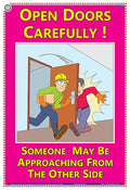 Sas08E | Teachingnest | Open Doors Carefully | English | 33X48 Cm | Accidental Safety Poster | Industrial Safety Posters | Wall 