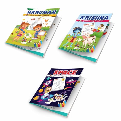 Hanuman, Krishna and Space  Creative Copy to Colour book : educational colouring book for kids, colouring book for early learne