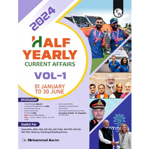 PW Half Yearly Current Affairs Magazine Vol 1 January to June 2024 English Edition by Mohammed Aasim Sir | For SSC, Banking, Tea