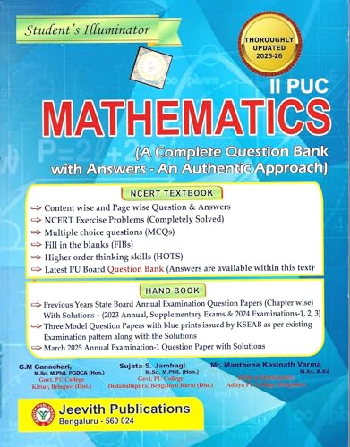 2 PUC  MATHEMATICS [Students Illuminator: A Complete Question Bank with Answers An Authentic Approach]