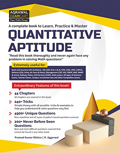 Examcart Quantitative Aptitude Practice Book 2026 | 44 Chapters, 240+ Tricks & 4900+ Unique Questions | SSC, Bank, Railway, Poli