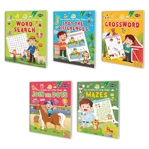 Word Search, Spot the Differences, Crossword, Join the Dots and Mazes fun learning book for little one : Fun learning book, Kids