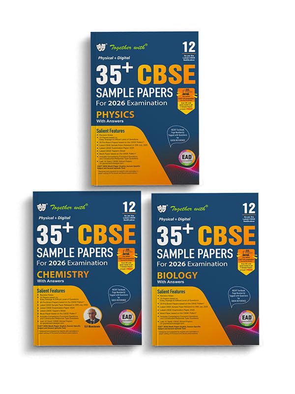 Together with Class 12th Sample Paper combo of 3 books for Physics, Chemistry & Biology