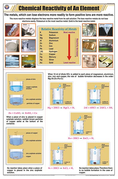 Stc02 | Teachingnest | Chemical Reactivity Of An Element Chart (58X90 Cm) | English | Chemistry Charts | With Rollers [Wall Char