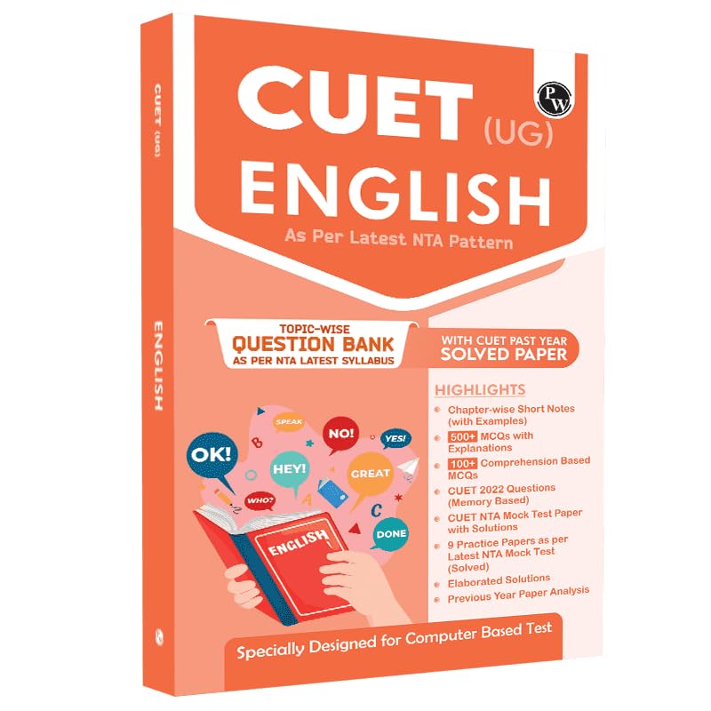 PW CUET (UG) English Chapterwise & Topicwise Question Bank (2023 2024) with Complete NCERT Crux, CUET PYQs 2023 Past Year Quest