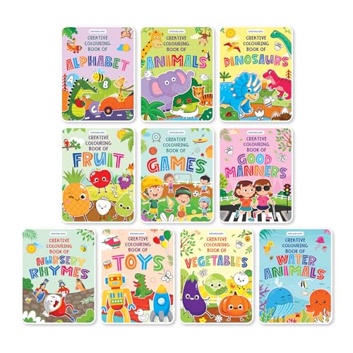 Creative Copy Colouring 10 Books Pack for Kids Age 1 6 Years | 160 Pages Drawing and Painting Books | Alphabets, Vegetables, Fr
