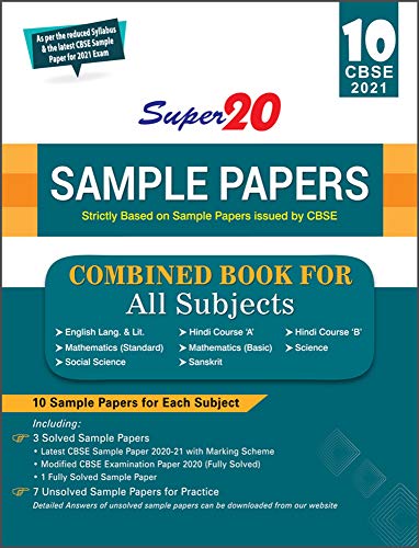 Super 20 Sample Papers (As Per Syllabus & The Latest Cbse Sample Papers For 2021 Exam) Class 10 Combined Book For English, Scie