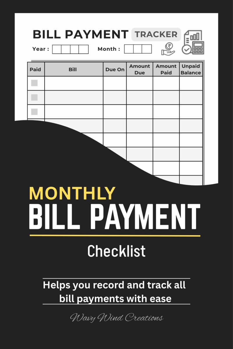 Monthly Bill Payment Checklist: Bill Tracker Book | 100 Pages  6 x 9 Organizer