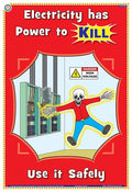 Ses04E | Teachingnest | Electricity Has Power To Kill | English | 33X48 Cm | Electrical Safety Poster | Industrial Safety Poster