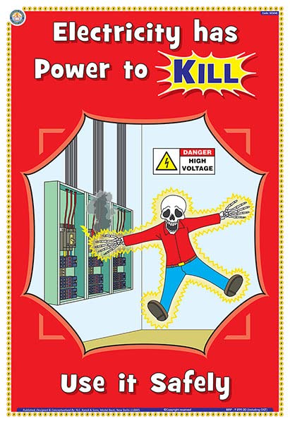 Ses04E | Teachingnest | Electricity Has Power To Kill | English | 33X48 Cm | Electrical Safety Poster | Industrial Safety Poster