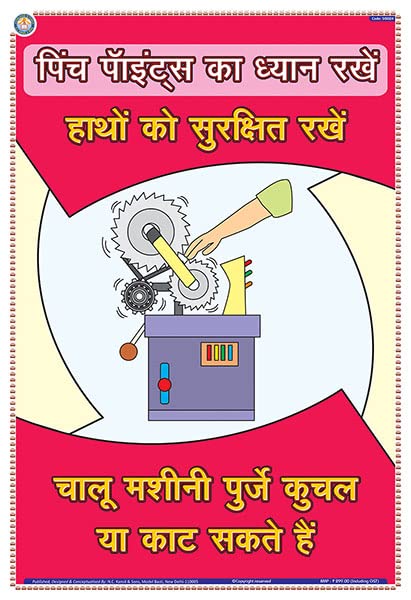 Sis02H | Teachingnest | Watch Pinch Points | Hindi | 33X48 Cm | Industrial Safety Posters | Wall Sticking [Poster]