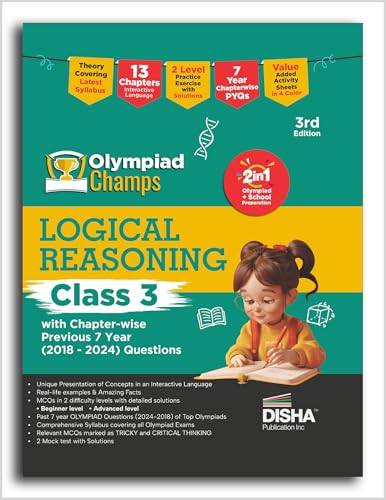 Old Edition  Disha Olympiad Champs Logical Reasoning Class 3 with Chapterwise Previous 7 Year (2018  2024) Questions 3rd Edit