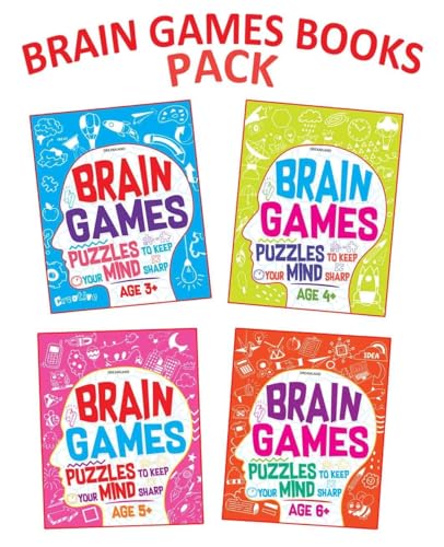 Brain Games Series  Set of 4 Activity Books for Kids Age 46 Years | Fun Learning with Mazes, Math, Reading, Writing & More | 352