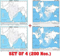 Outline Practice Map Of India And World (Both Political And Physical Map) | Size 18 X 22Cm | Set Of 200 Maps | 50 Maps Of Each 