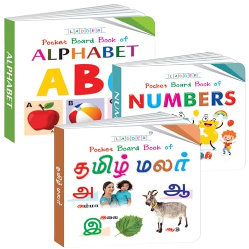 Mini Board Book Set: English Alphabets, Numbers 120, Tamil Letters & Consonants  3 Picture Books for Kids Early Learning Age 2