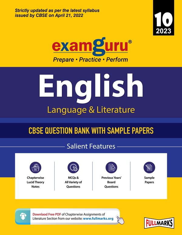 Examguru Cbse Class 10 English Language & Literature Chapterwise & Topicwise Question Bank Book For 202223 Exam (Includes Mcqs,