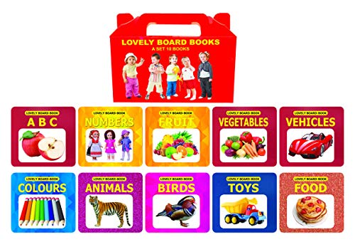 Lovely Board Books Gift Pack for Babies & Toddlers (02 Years) | Set of 10 Early Learning Books  ABC, Numbers, Fruits, Vegetables