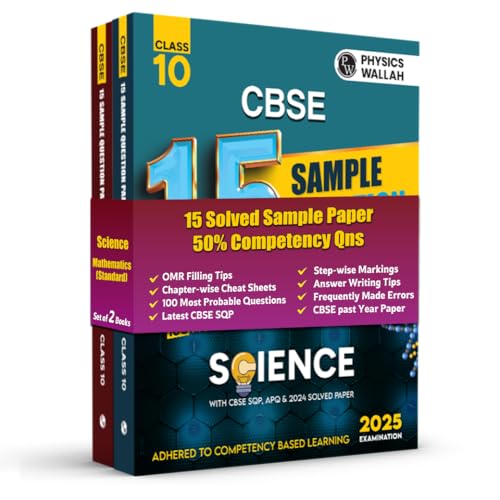 PW CBSE | Class 10 | 15 New Pattern Sample Paper Science, Maths (Standard) Combo Set of 2 Books for 2025 Board Exam | 50% Compet