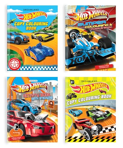 Hot Wheels Colouring and Activity Books Pack  Set of 4 Books for Kids Age 4+ | Fun CarThemed Colouring, Puzzles, Mazes & Creati