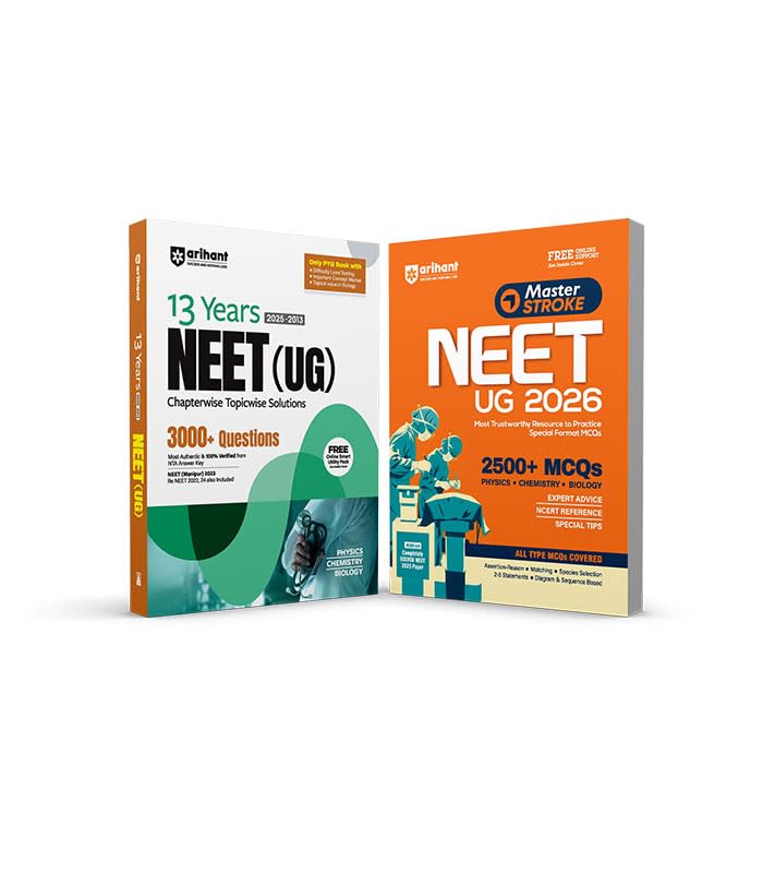 Arihant NEET UG Solved Papers 2026 (Set of 2 Books) | 13 Years Chapterwise Topicwise Solved Papers (20132025) with 3000, Questi